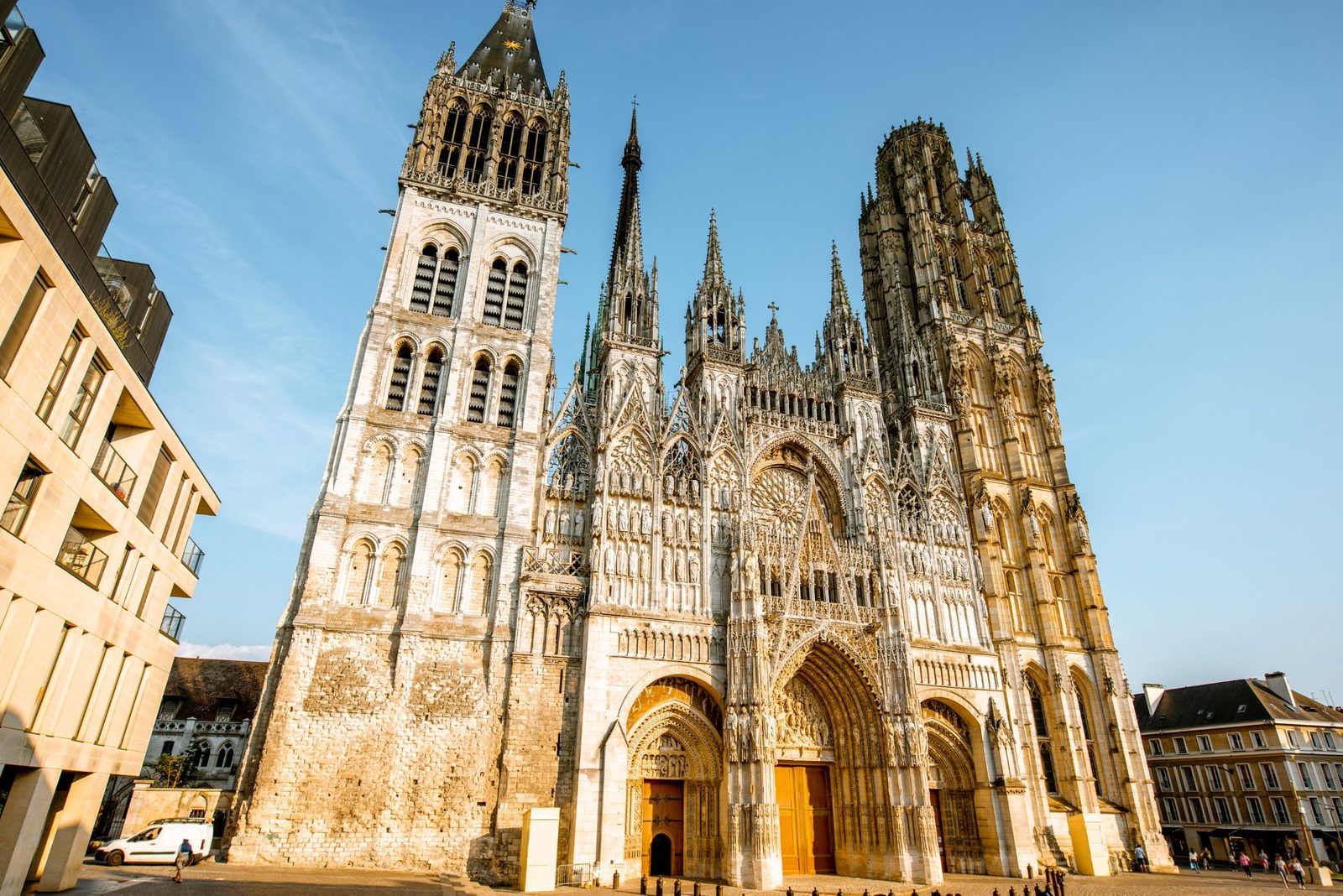 The Gothic cathedral of Rouen in the sun