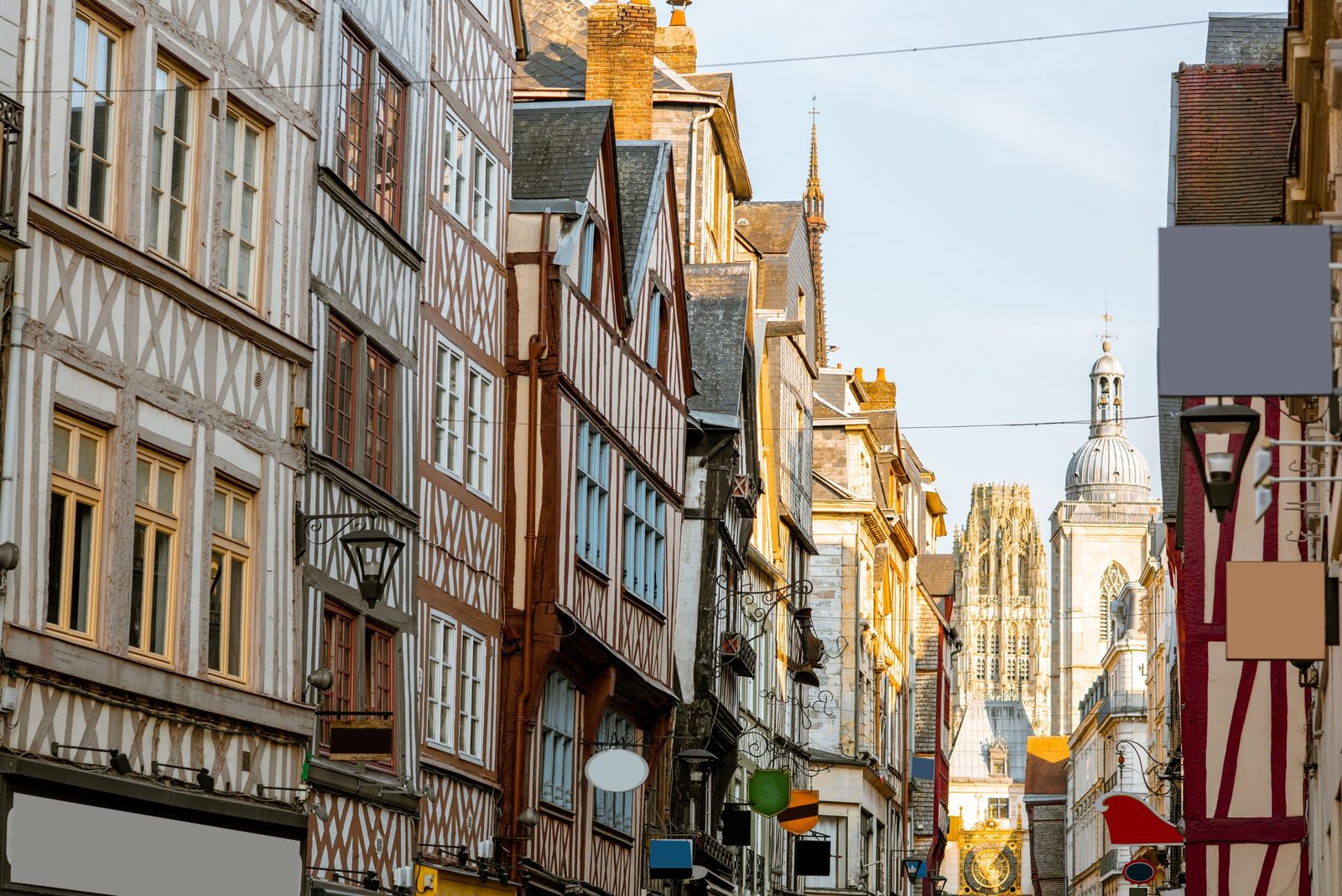 A street of old half-timbered houses in Rouen